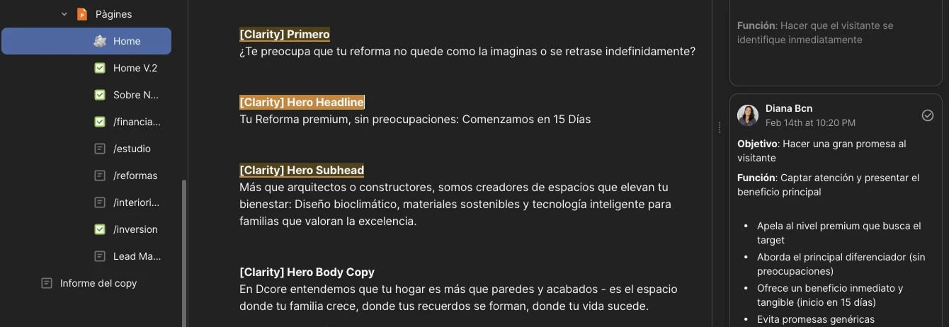 Organización del copywriting optimizado para SEO
