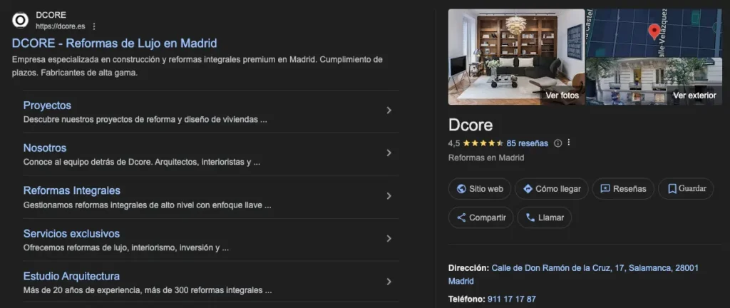 Resultado en Google optimizado para SEO