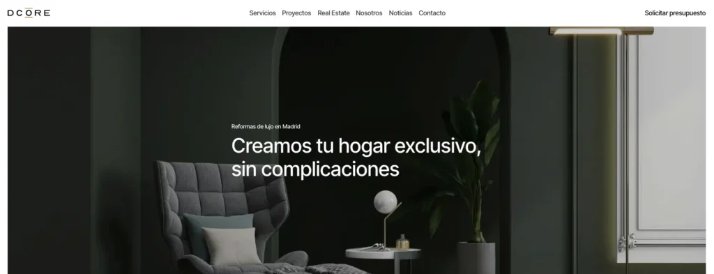 Ejemplo de portada optimizada para SEO en negocio local de Madrid