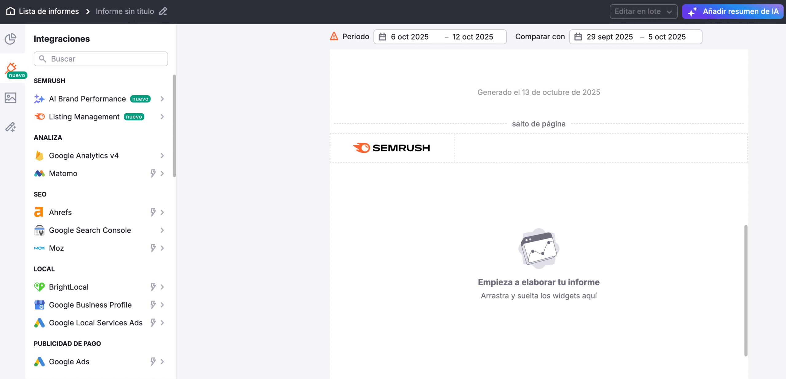 Informes SEO en Semrush
