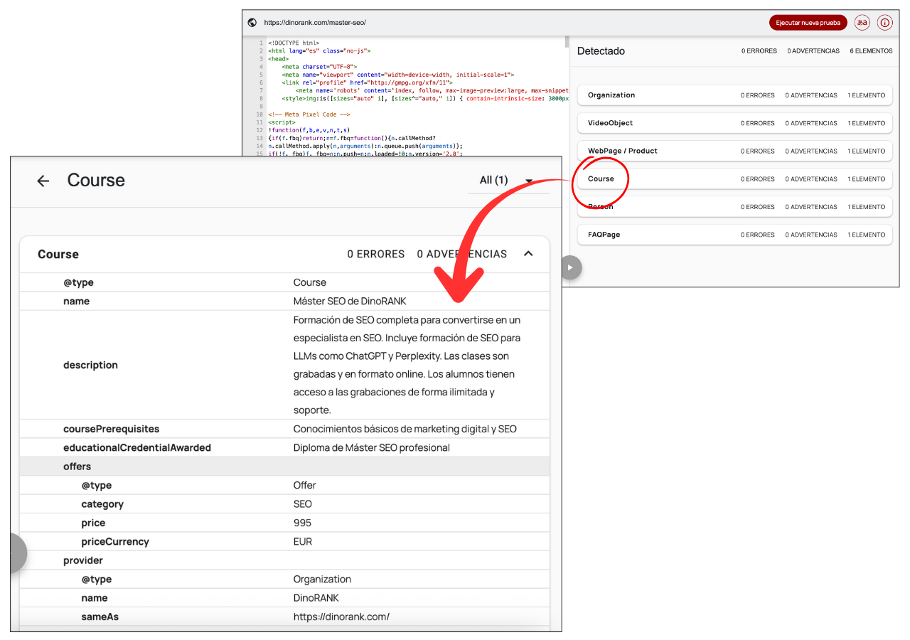Marcado schema de Course Marcado schema de Course